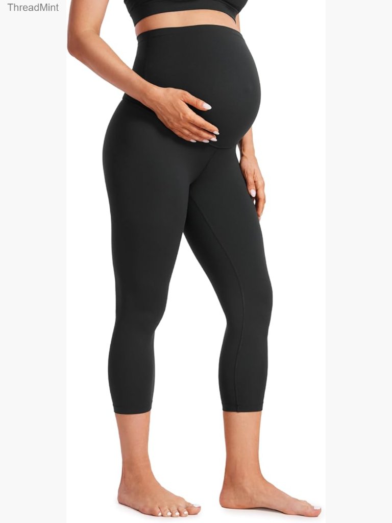 Maternity Capri Leggings 21" Over Belly Yoga Active Stretchy